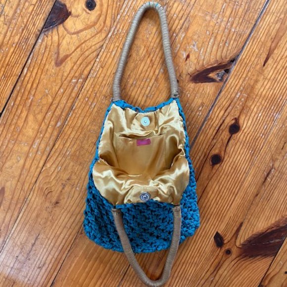 Chan Luu Rare Beautiful Blue Vintage Chan Luu for Anthropologie Macrame Handbag - Picture 2 of 4